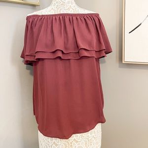Burgundy Off The Shoulder Top